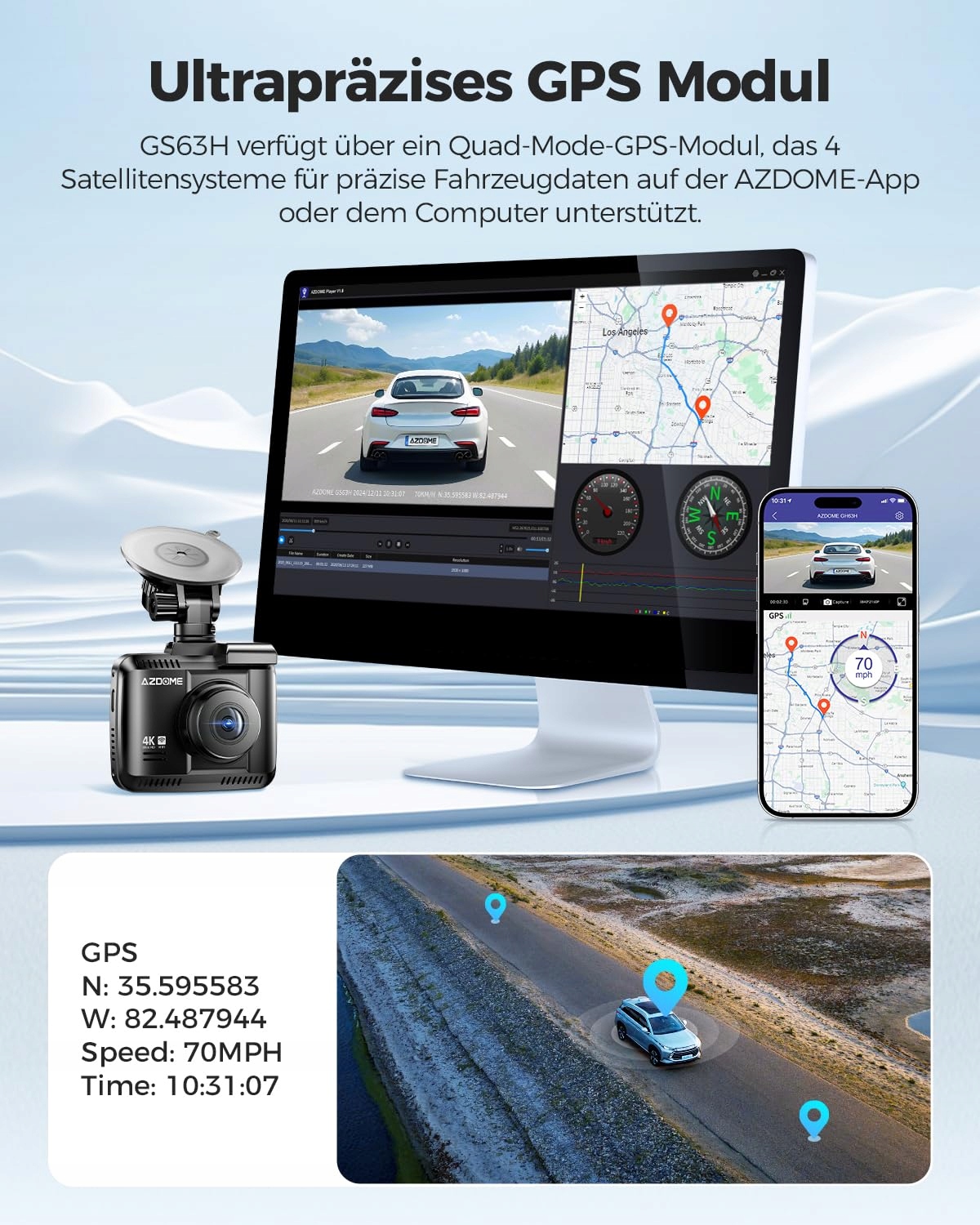 AZDOME Kamera Samochodowa 4K WiFi GPS Nocny Tryb 170° WDR 24/7 Monitoring — miniatura 5