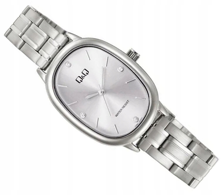 Elegantní Oválné Stříbrné Dámské Hodinky Na Náramku Qq Q06C-002 Zirkony