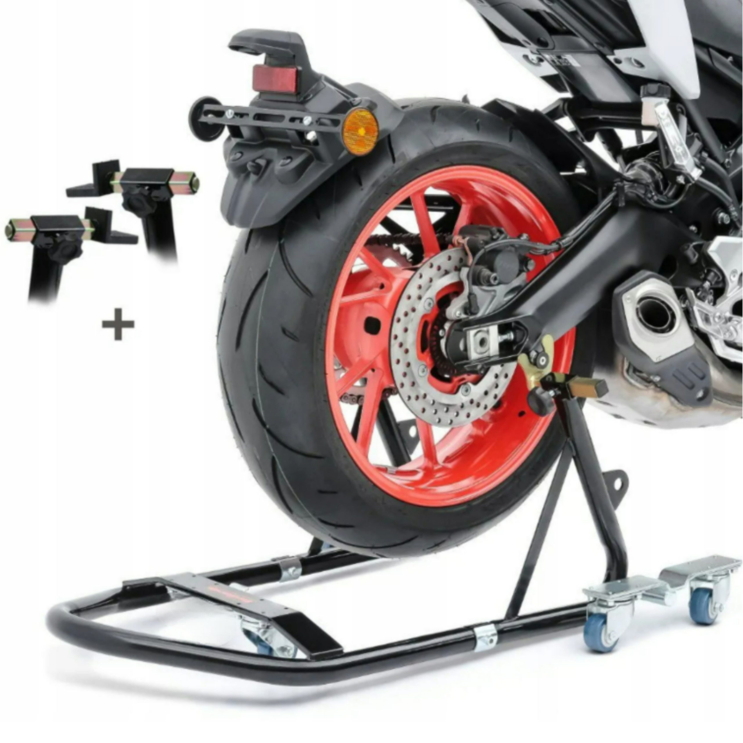 Мотоцикл стенд подъемник задний под маятник маневровый стальной 2 типа адаптеров