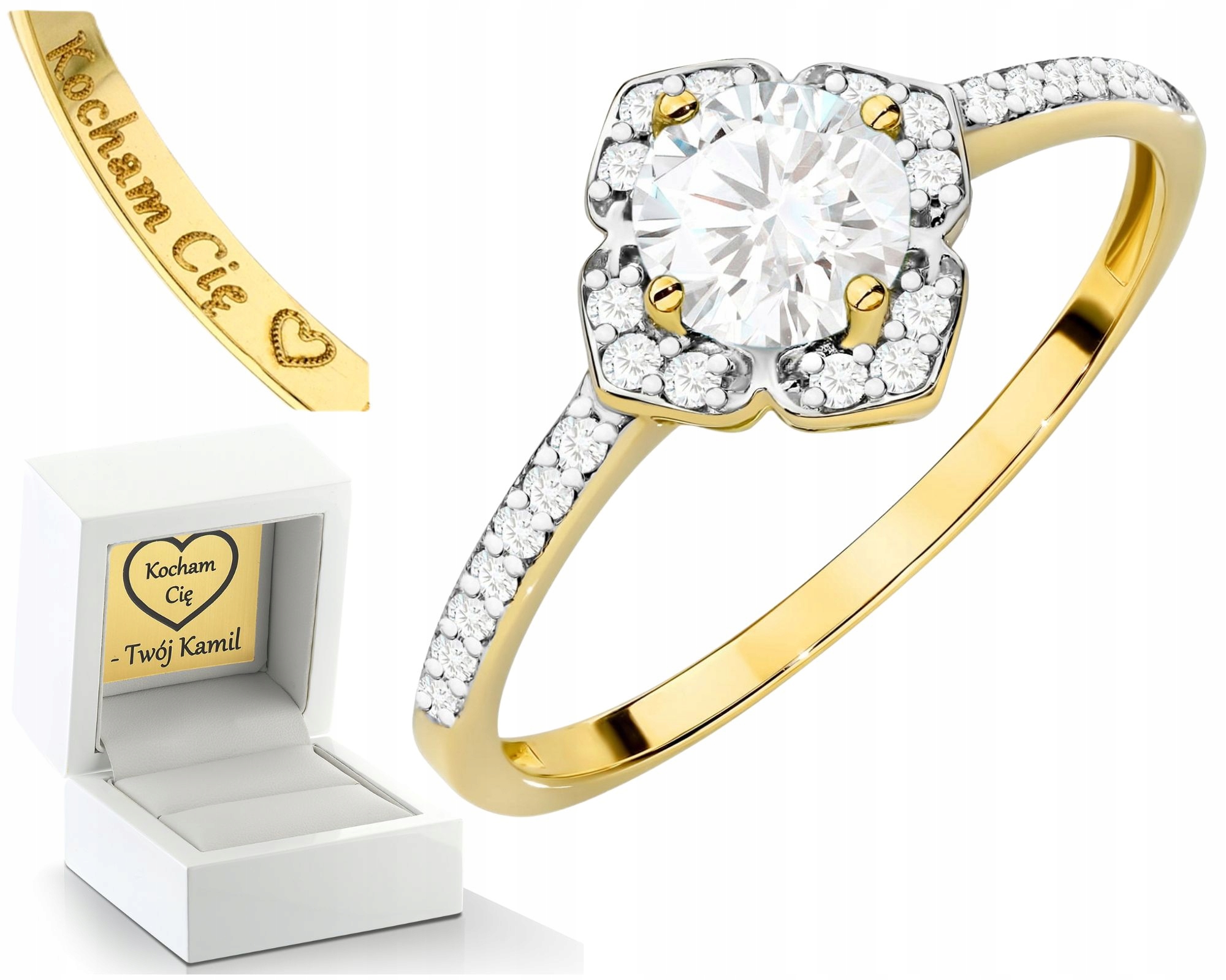 Prstýnek 585 S Bílým Safírem A Diamanty