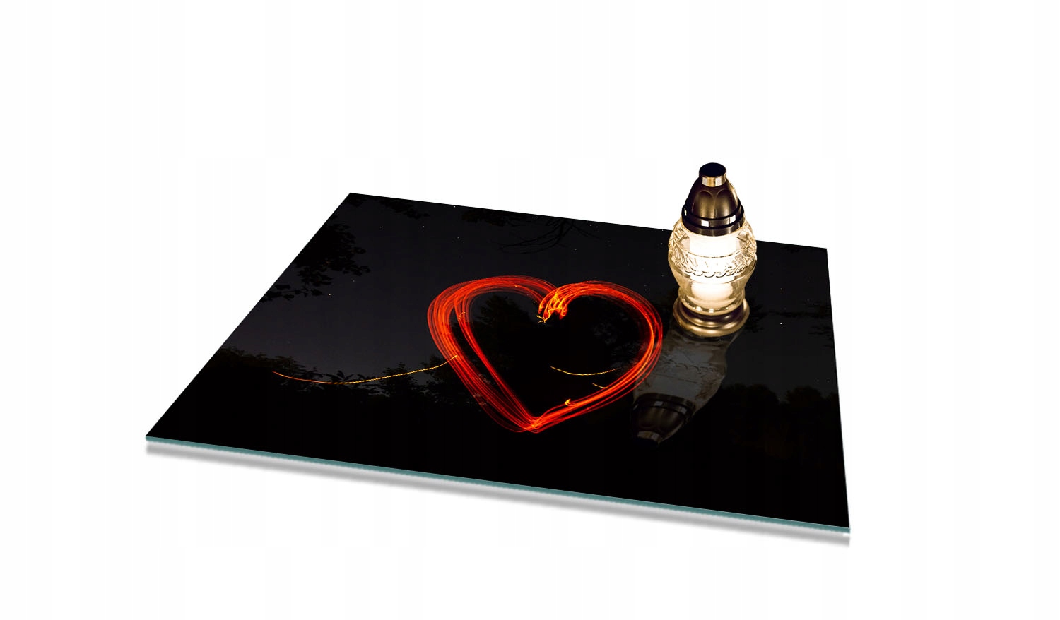Podstavec tvrzené sklo pod Zničení na Hřbitov, vzor Srdce 60x52 cm