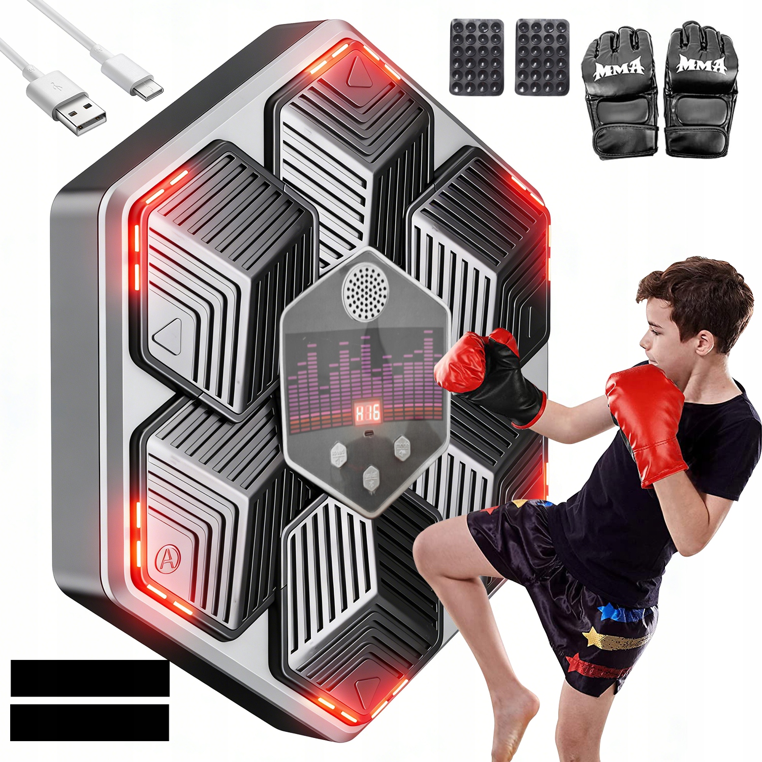 Bokserska Tarcza Led Z Bluetooth I Rękawicami Mma Idealna Do Treningu Domu