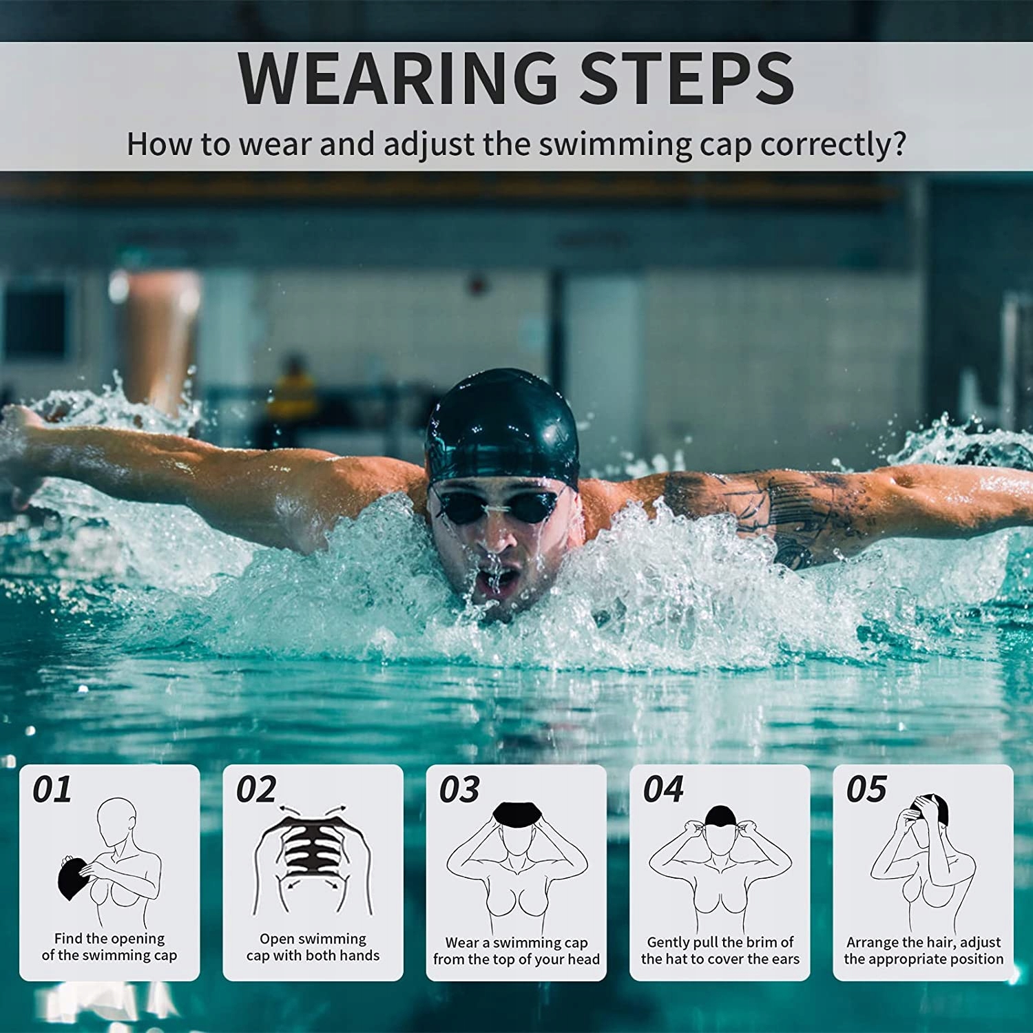 ZESTAW CZEPKÓW PŁYWACKICH ANTYPOŚLIZGOWE 2 SZTUKI Marka inna