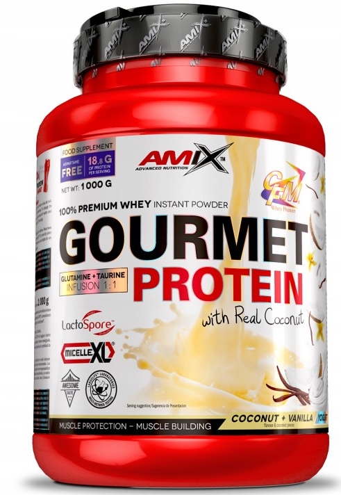 Amix Gourmet Protein protein 1kg vanilka kokos, koktejl na hubnutí