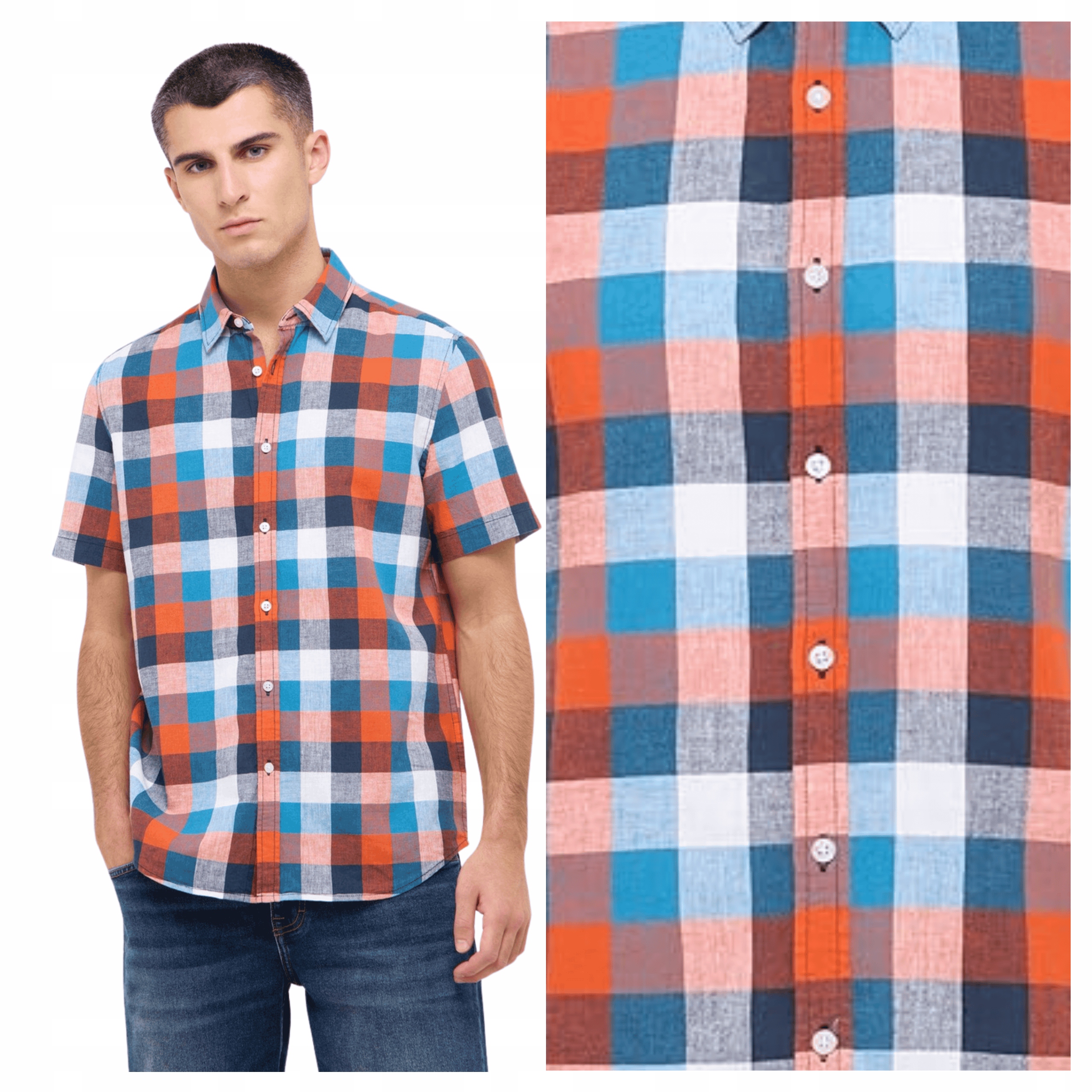 Pánská košile Mustang Berkeley Vícebarevná W Kratka Regular Fit 3XL