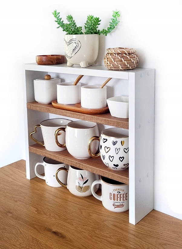 

Półka kuchenna na kubki Biała +dąb craft 44cm 04