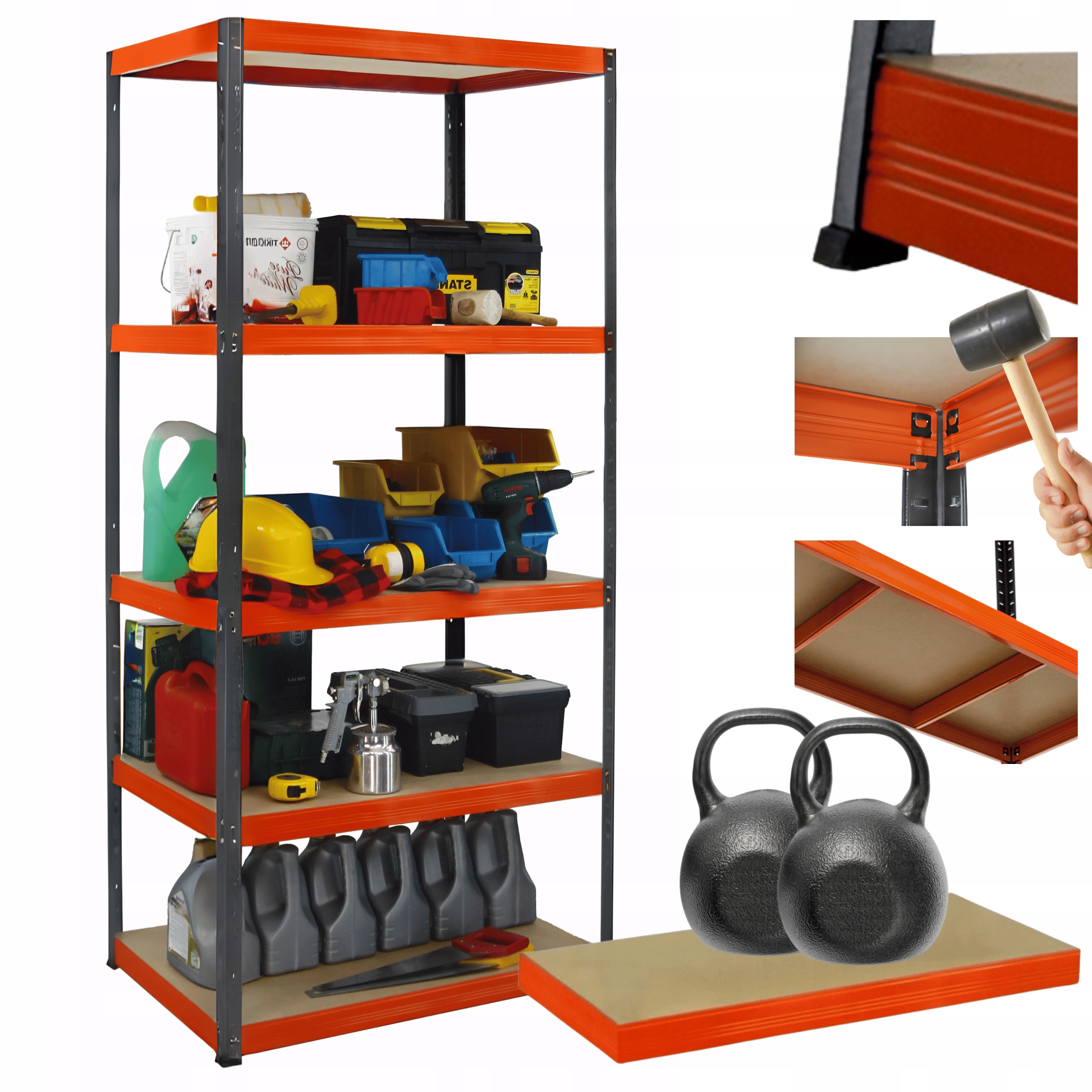 Kovový skladový regál Helios 213x110x45 cm 5Px275 kg Pevný