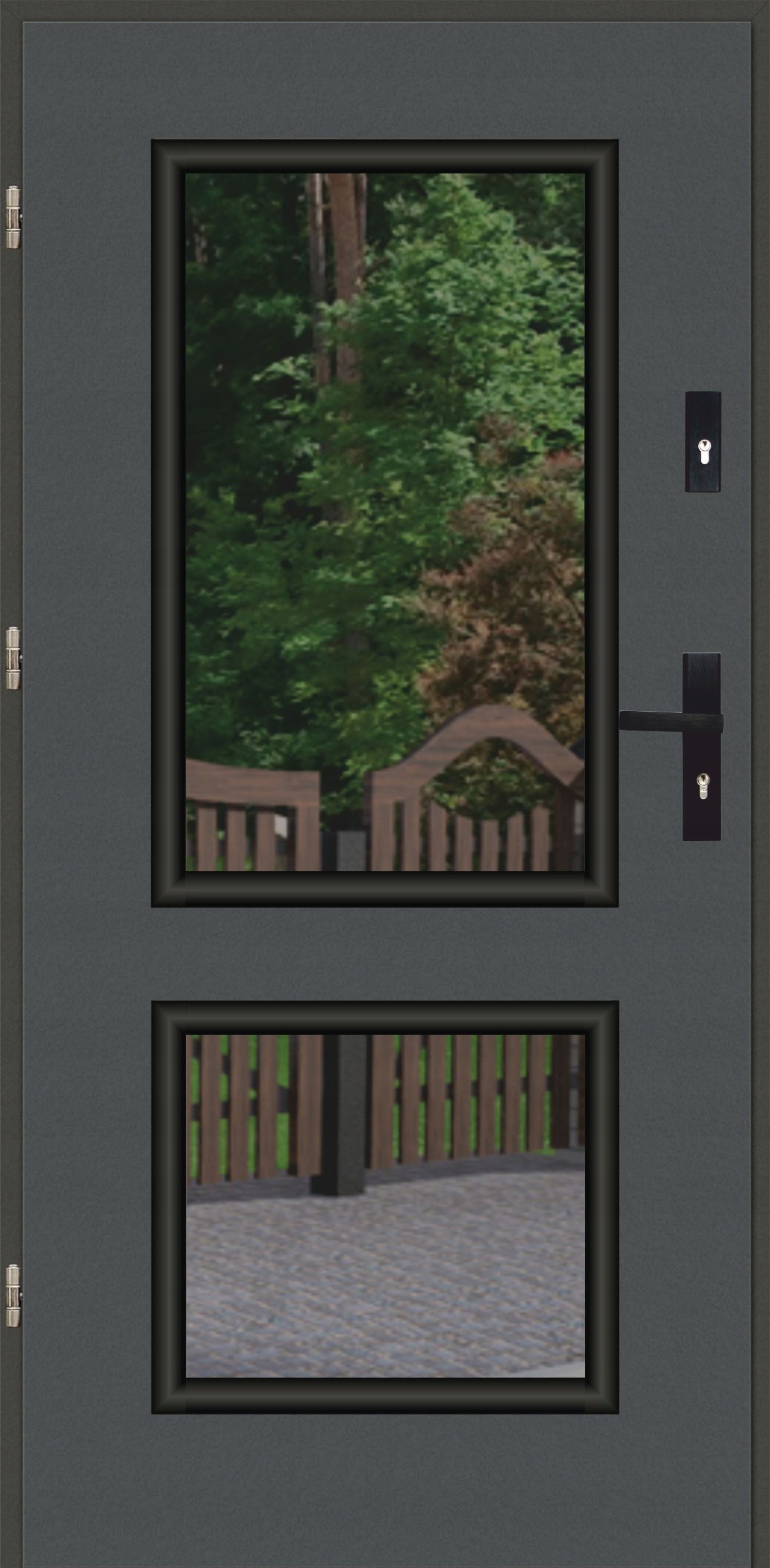 Drzwi LUX 72mm DUO 2 Black Antracyt Lewe 90 na zewnątrz