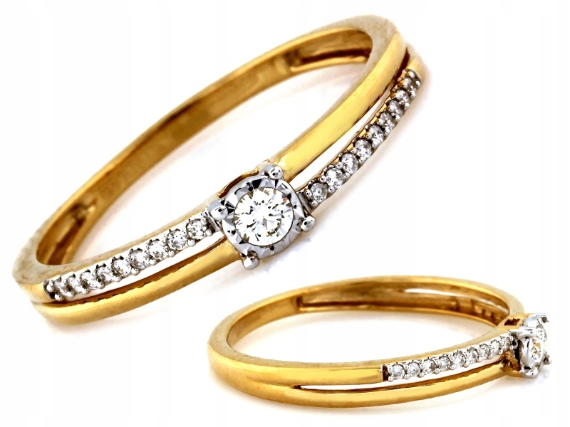 Jemný zlatý prstýnek 585 14 kt s brilianty 0.10 ct 1.65 g jako dárek