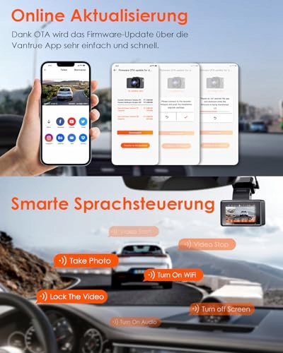 VANTRUE E2 Kamera Samochodowa 2.7K Przód Tył WiFi GPS 512GB 320° — miniatura 5