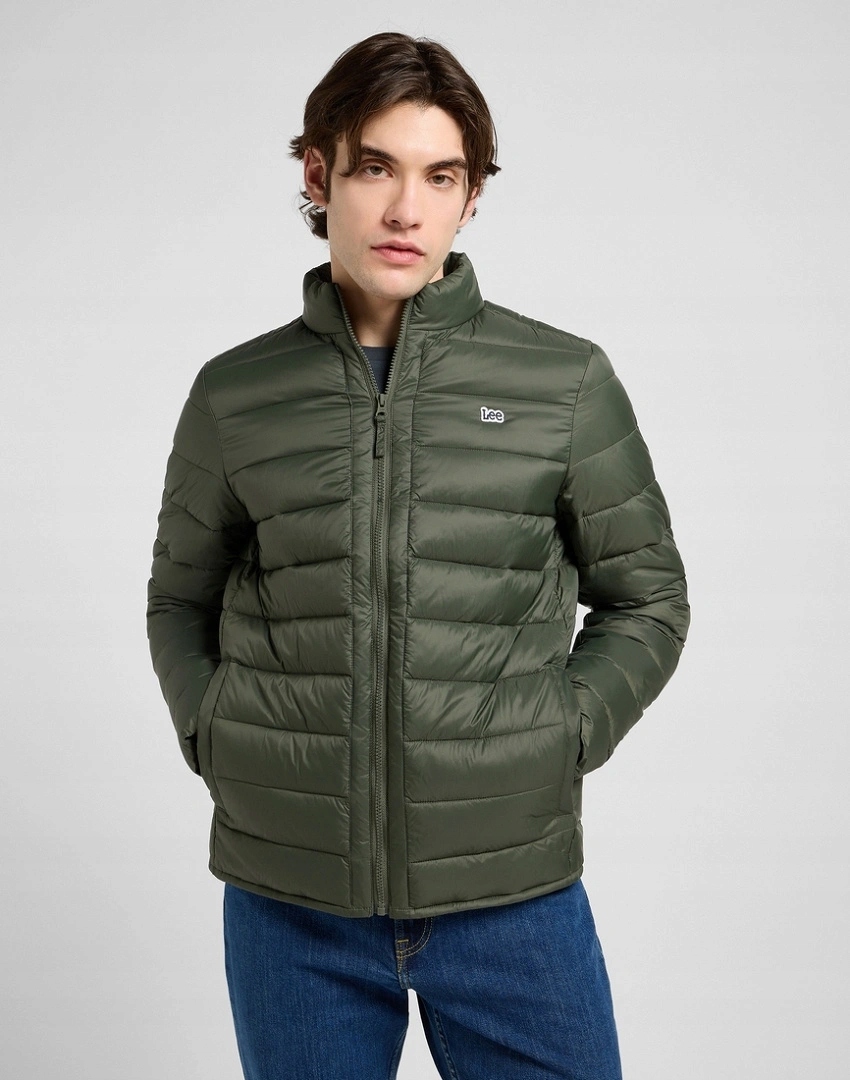 Pánská přechodová bunda Lee Stand Collar Puffer Olive Gray 112370432 XL