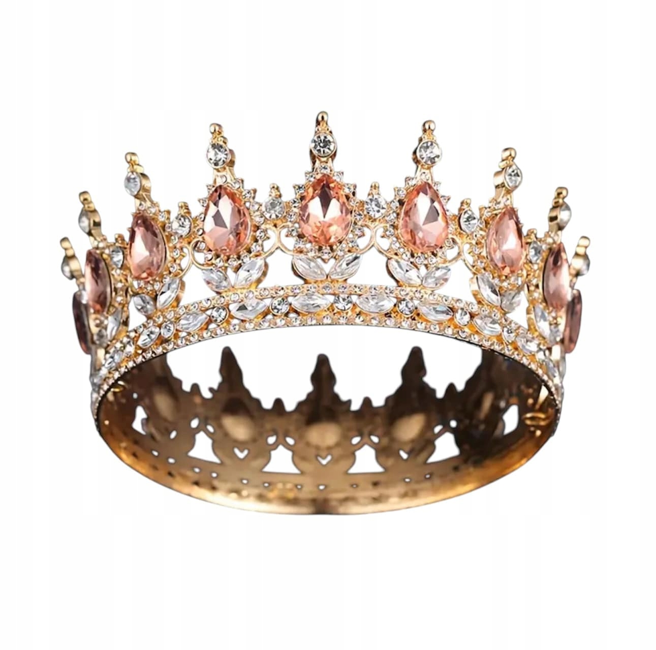 Svatební diadém, tiára, zlatá koruna 12 cm