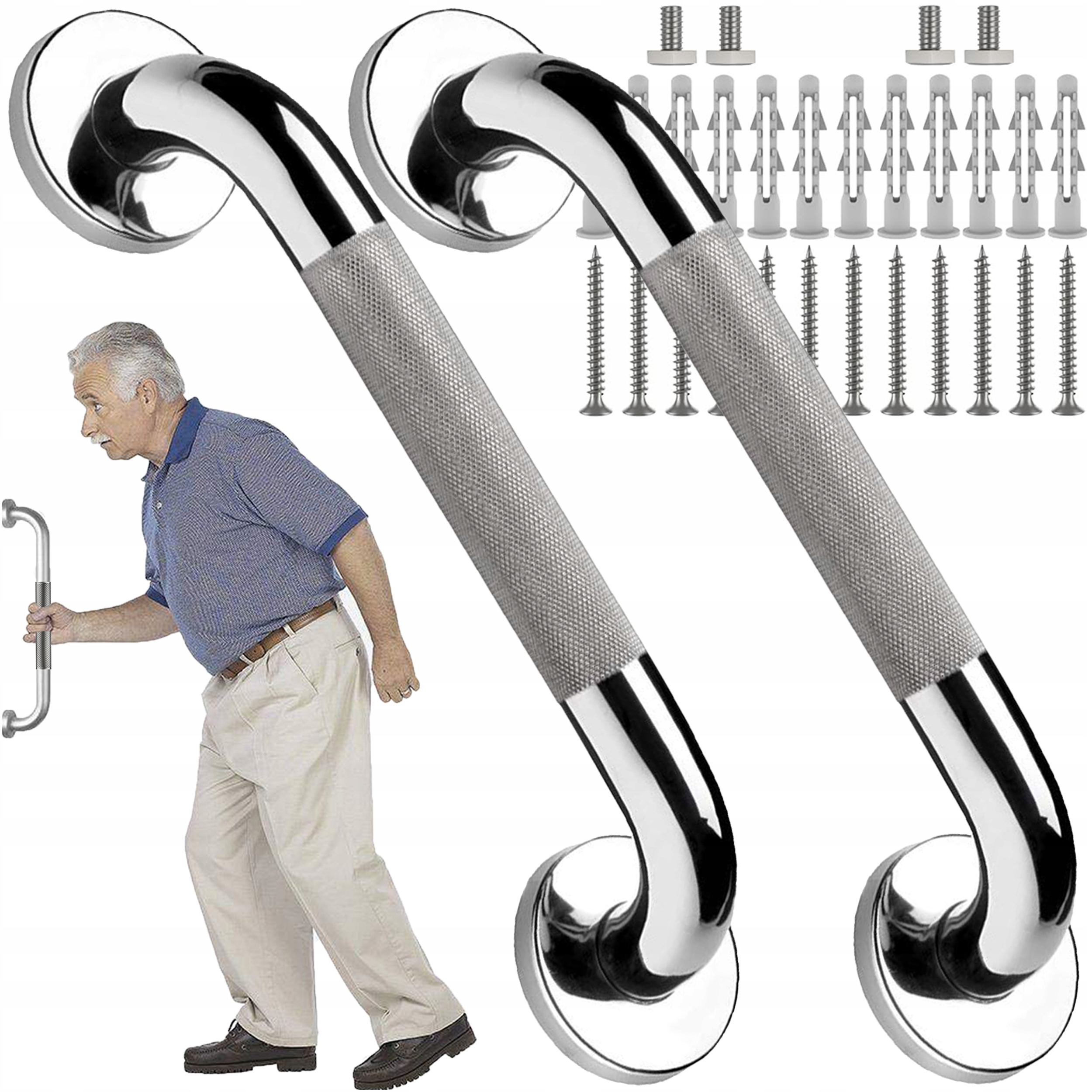 Uchwyt Łazienkowy Ściene Prosty Wannowy 30cm Poręcz Antypoślizgowy 2 Szt.