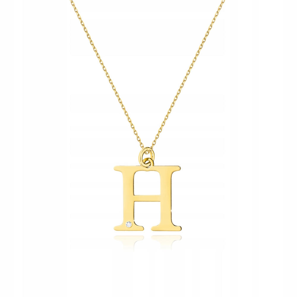 Zlatý náhrdelník s písmenem H, briliant, ryzost 585, dámský celebritka, diamant