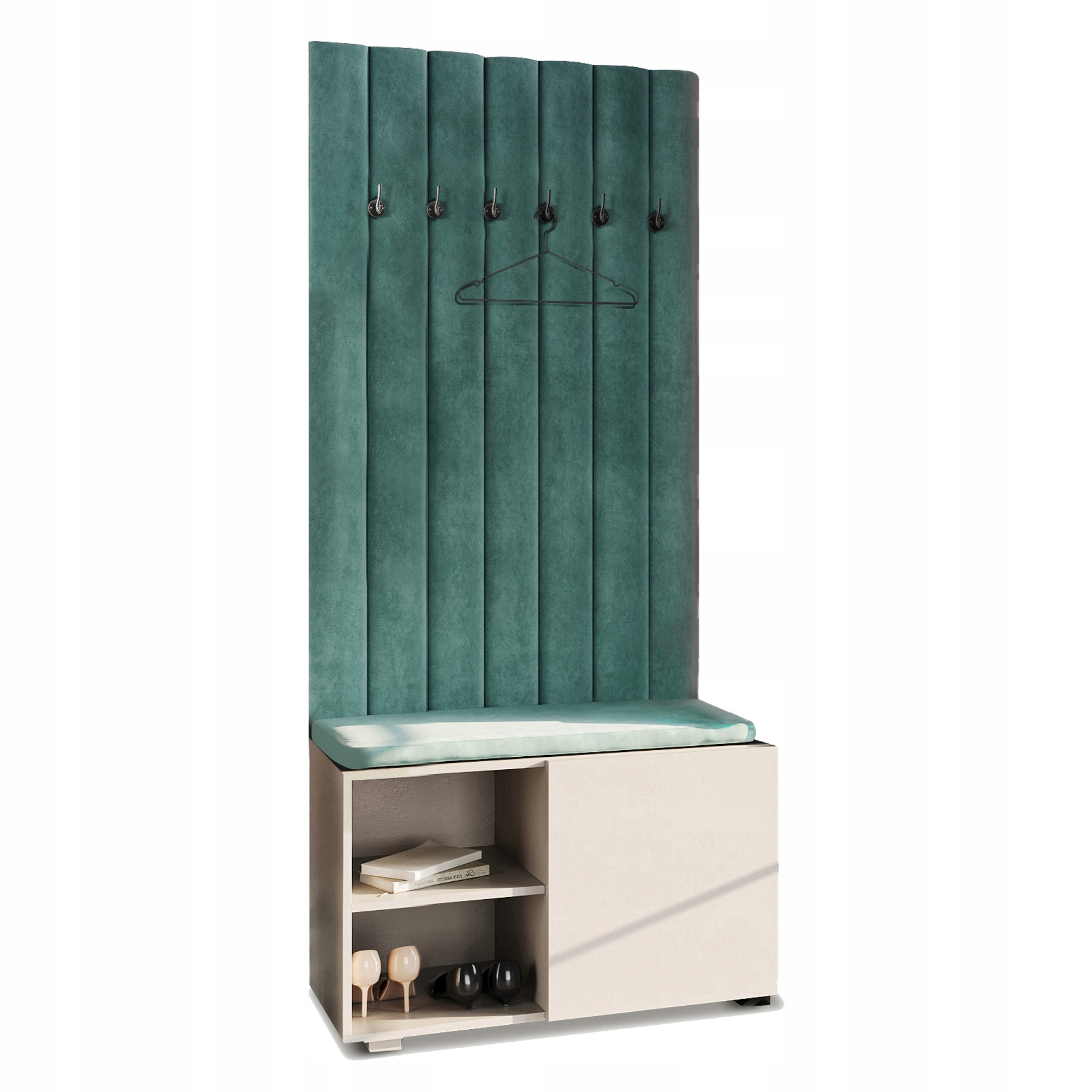 Šatní skříň do předsíně, věšák, sedák, kašmírové panely Aria Pto ČERNÁ72