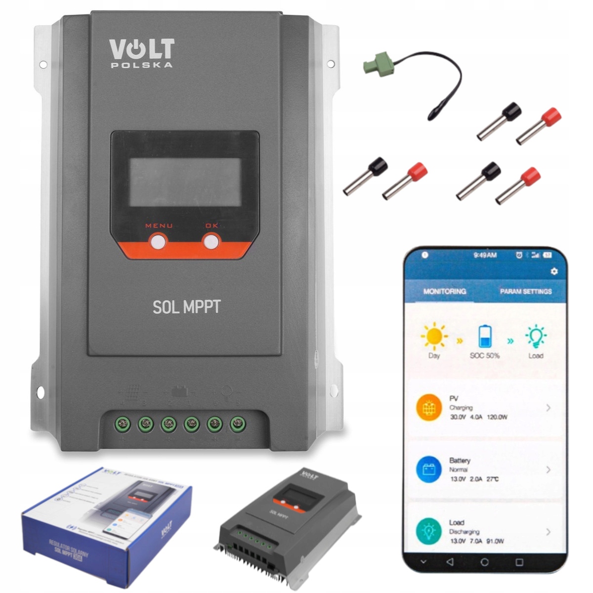 Regulator Ładowania Sol 12V 24V 40A Mppt Bluetooth