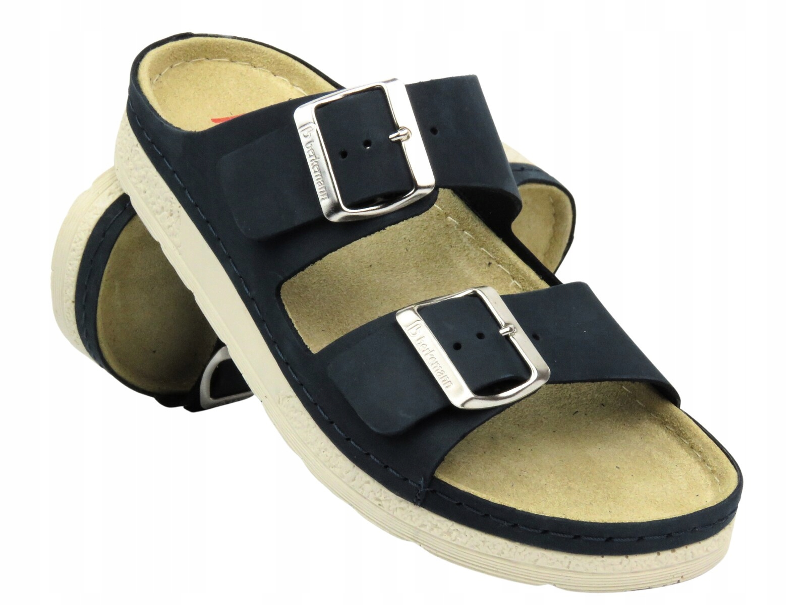 Berkemann Tmavě Modré Nazouváky Casual S Dvěma Sponami, Kůže 42 6CA