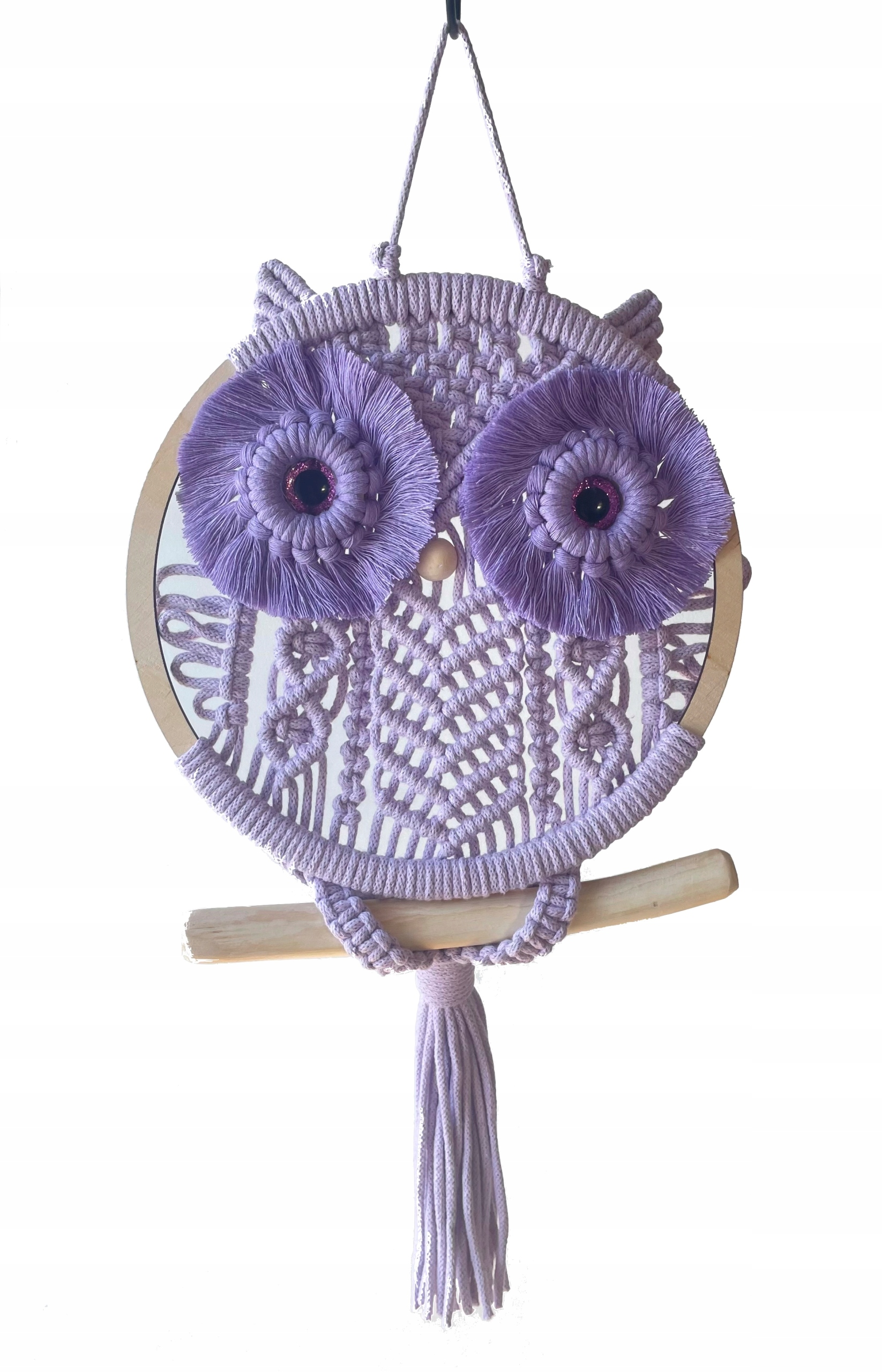 Malá sova z macrame fialová