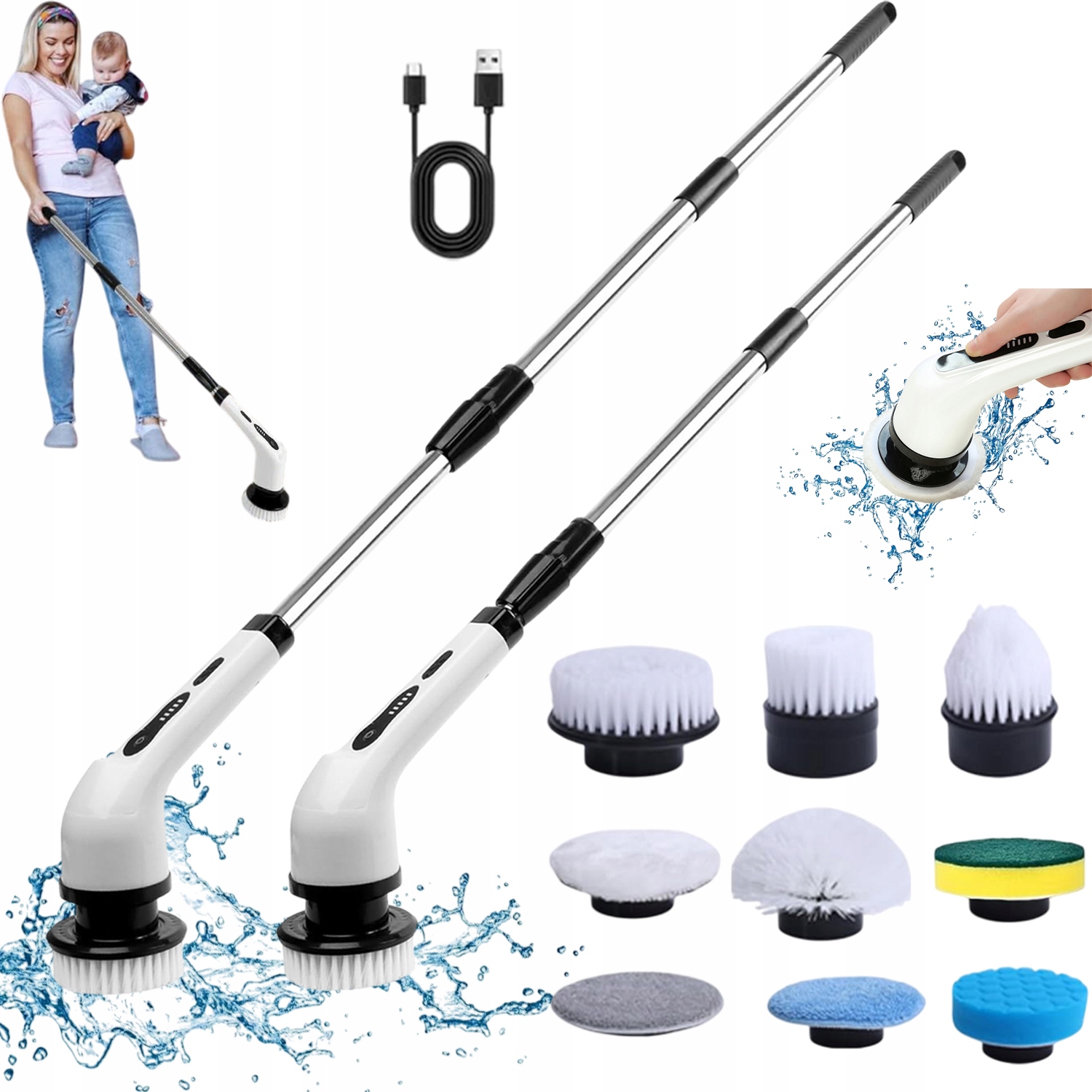 Levně Elektrický Čisticí Kartáč 9v1 Ideální Na Obklady, Podlahy A Vanu