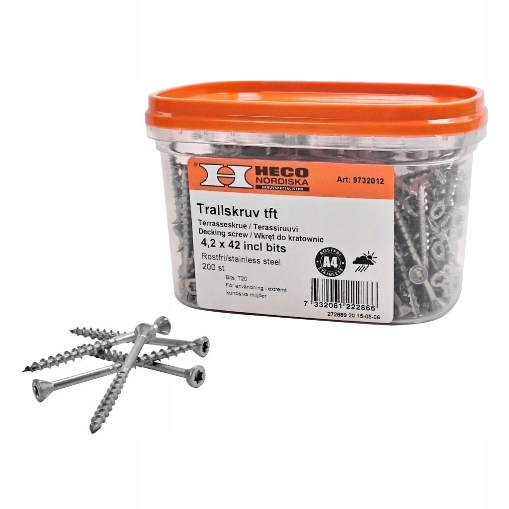Terasové vruty 200 ks 4,2x42 mm Heco