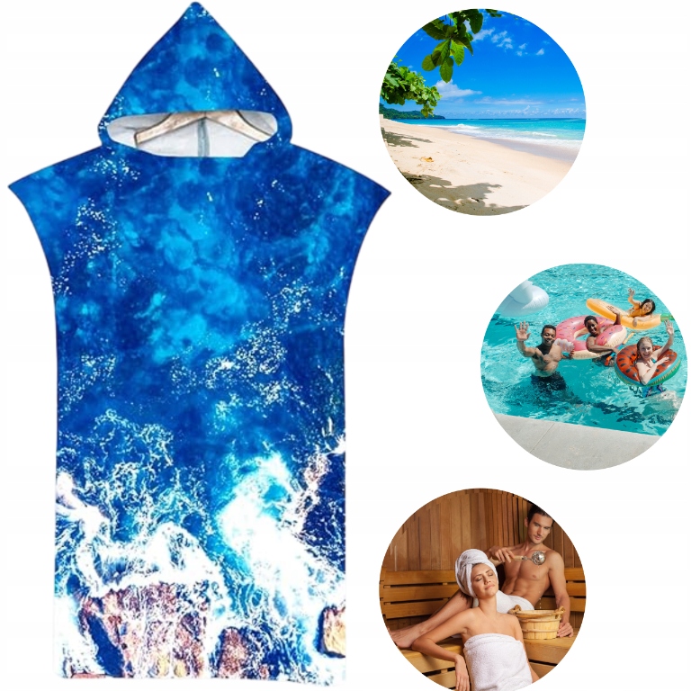 Rychleschnoucí ručník na bazén Mikrovlákno Koupací pončo Surfování