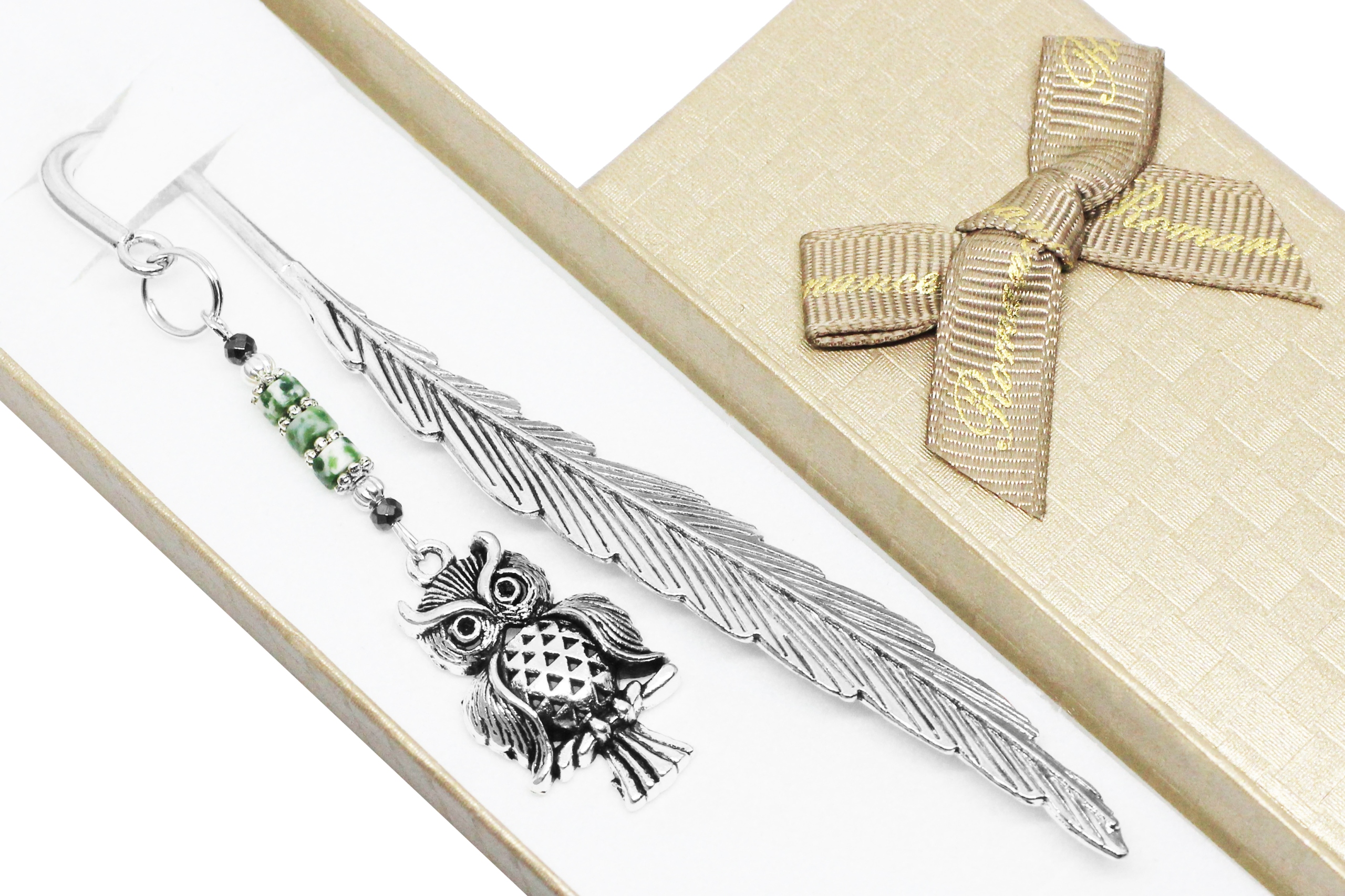 ZAKŁADKA DO KSIĄŻKI sowa sówka JASPIS TRAWIASTY