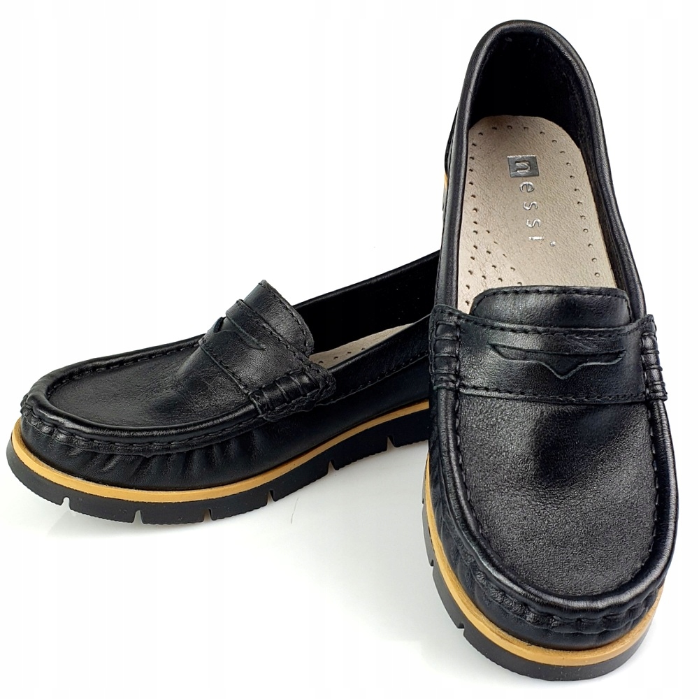 Nessi 76506 765 mokasyny czarne skóra lico 39 Model 76506