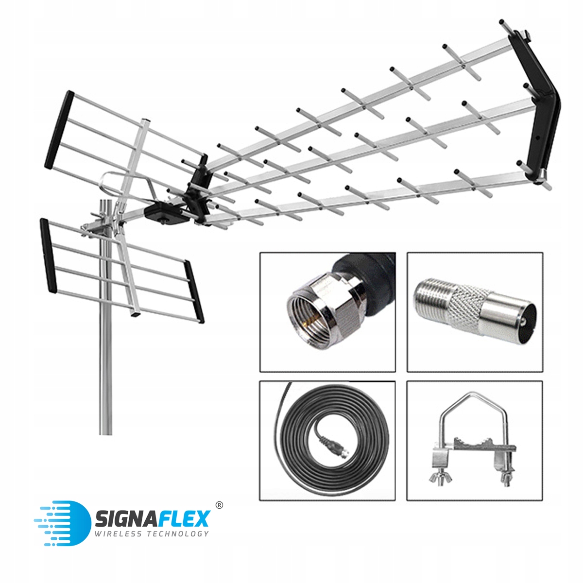 ANTENA DVB-T2 KIERUNKOWA MOCNA PASYWNA ZEWNĘTRZNA 4k MUX UHF HD 470-862 MHz Model HD-28E