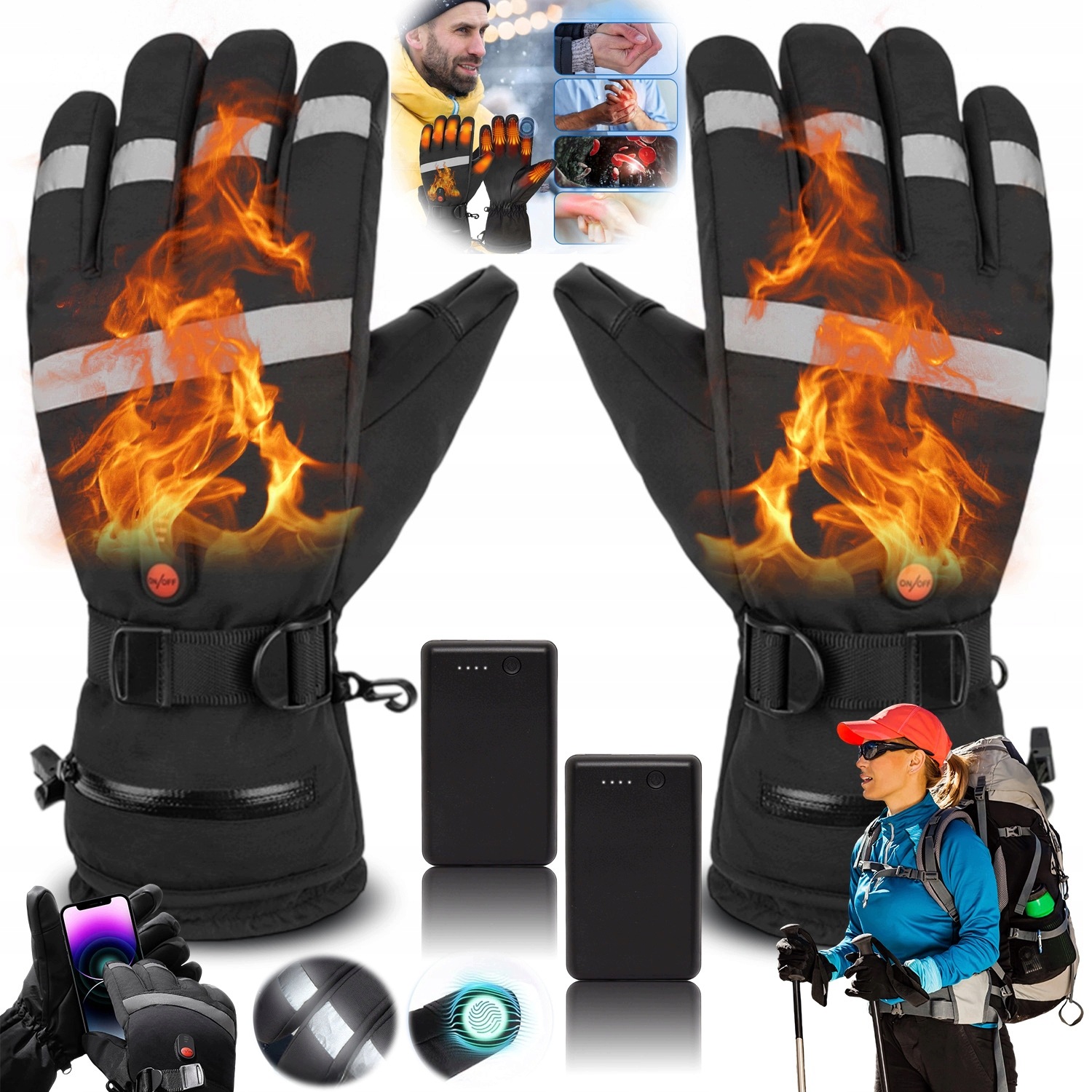 Rękawice Narciarskie Snowboardowe Damskie Męskie Rękawiczki Zimowe Ciepłe
