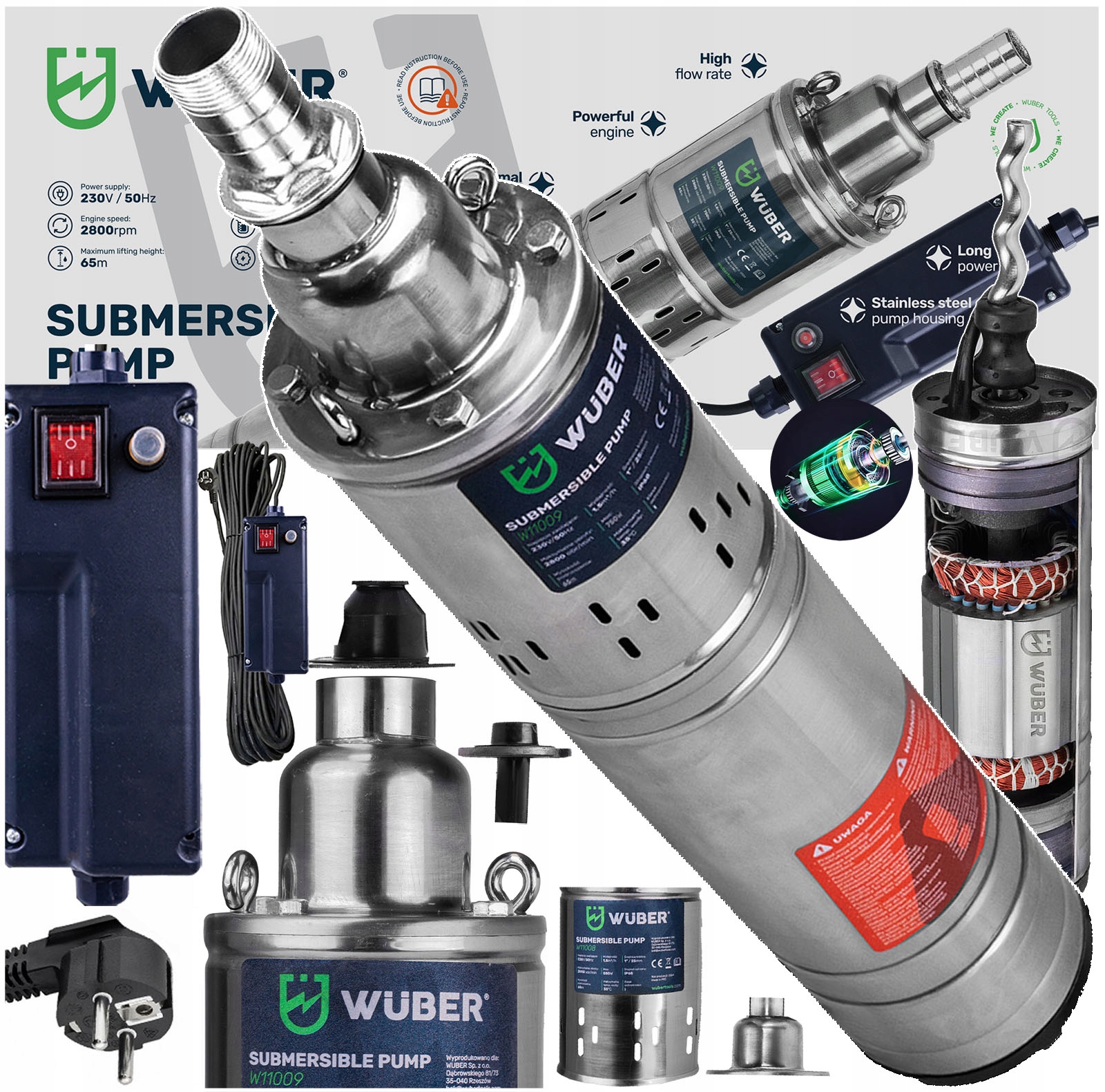 Pompa Głębinowa Śrubowa 750W Do Wody Czystej 1" Do Studni Mocna 1600 L/h