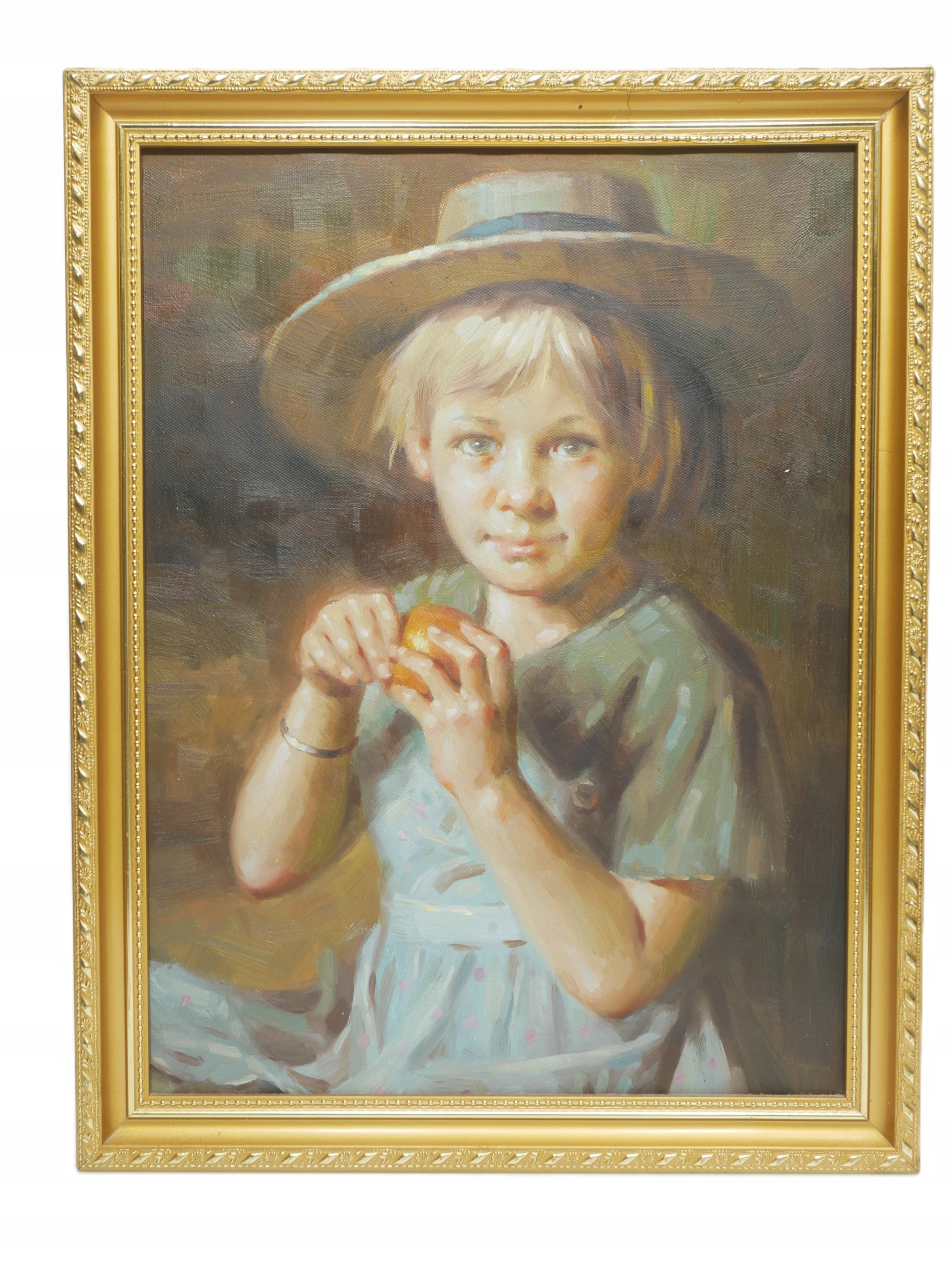 OBRAZ OLEJNY W RAMIE VINTAGE - PORTRET DZIEWCZYNKI