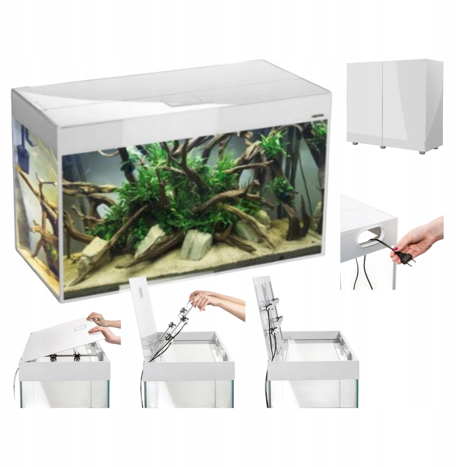 Nowoczesna form akwarium Aquael Kolor Biały Akwarium Glossy 80 D&n St 125L