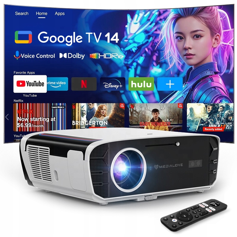 Rzutnik Medialove A9G Pro projektor Led FullHD 4K 1550ANSI Google Tv 14