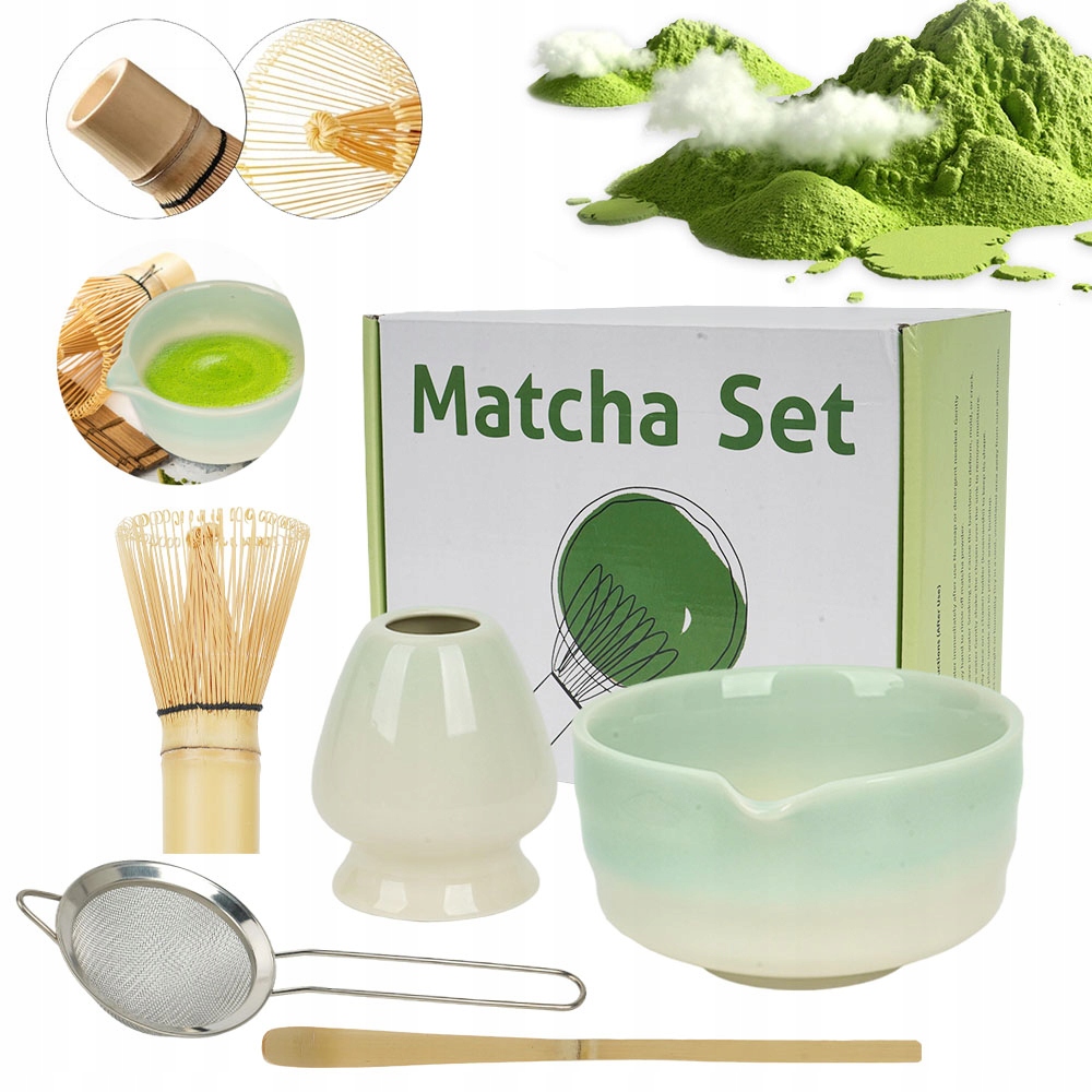 Levně Keramická Gradient zelená sada pro matcha s netoxickou glazurou