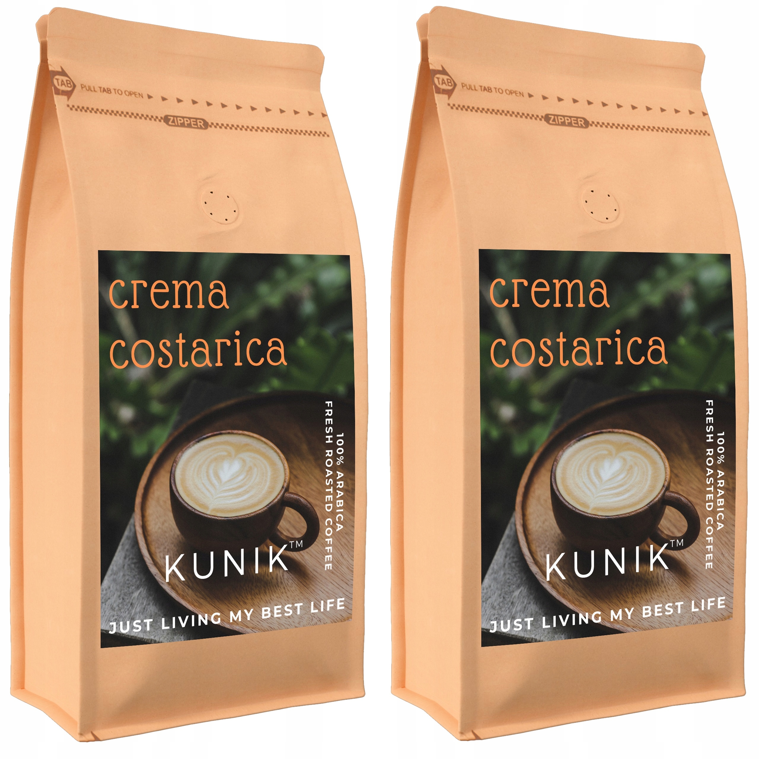 Káva zrnková 2 kg Čerstvě Pražená Arabica Crema Costarica Kostarika (2x1 kg)