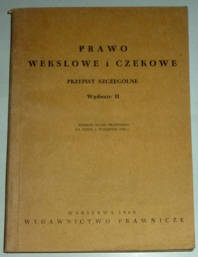 PRAWO WEKSLOWE I CZEKOWE Przepisy szczególne 1960