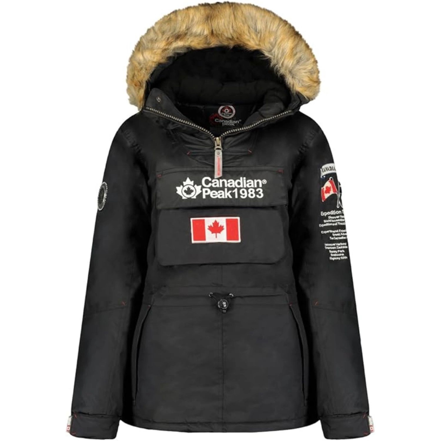Kurtka Canadian Peak dziecięca zimowa puchowa z kapturem czarna r. 8 lat