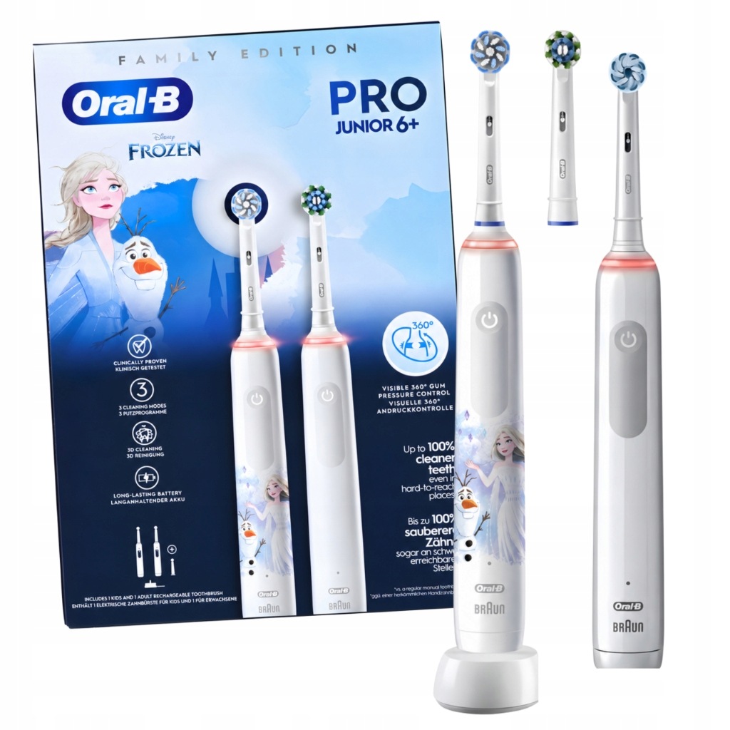 Szczoteczki do zębów Oral-B Pro 3 3000 Family Edition Junior Frozen 2-pak