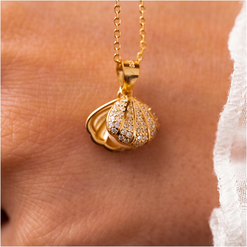 Naszyjnik srebrny damski MUSZELKA perła ANKIER 925 Długość całkowita 44 cm