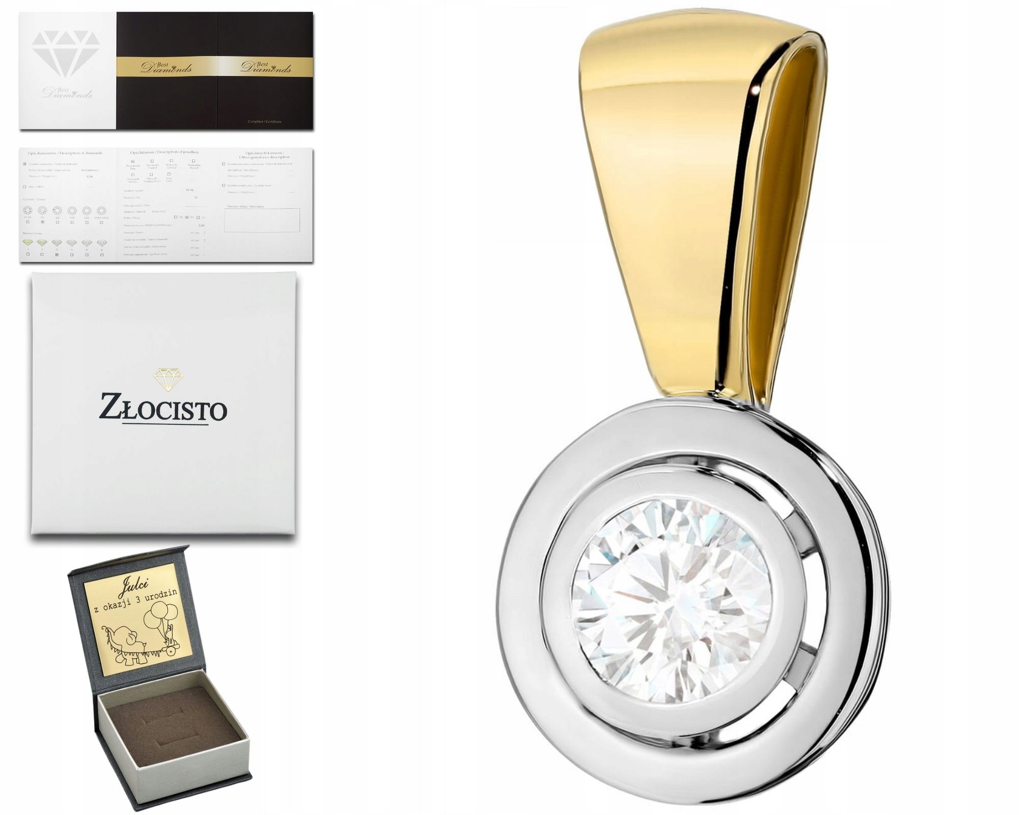 Klasický Přívěsek Přívěsek S Diamantem Zlato 585 Jako Dárek Gravírování