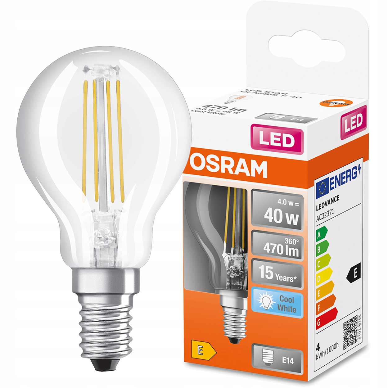 

Żarówka Led Mała Kulka E14 4W 40W 4000K Osram