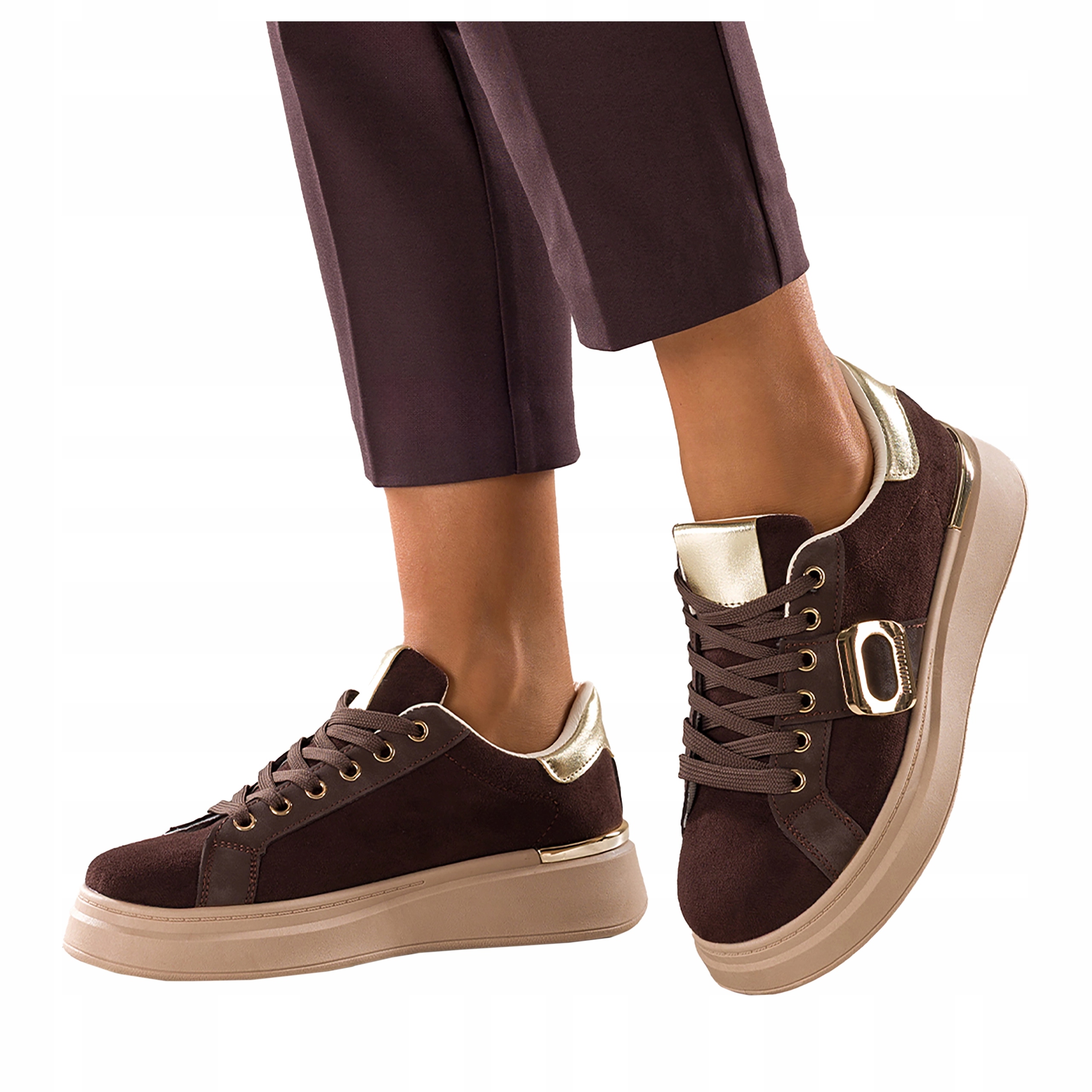 Sneakersy Hnědé Dámské Sportovní Boty Pohodlné Módní Stylové Desing velikost 38