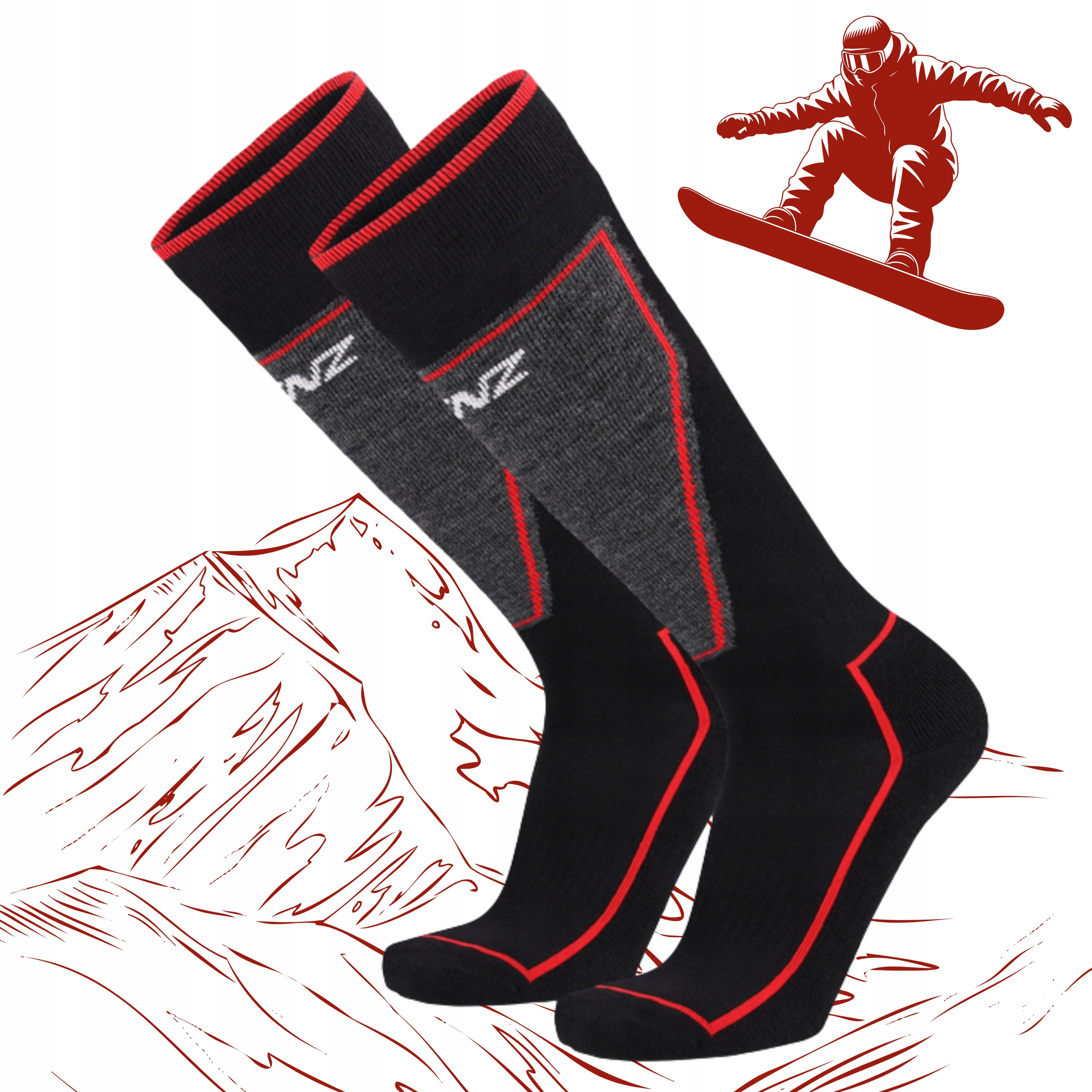 Skarpety narciarskie snowboardowe 2 Pary Merino Lenz Performance Ski 43-46