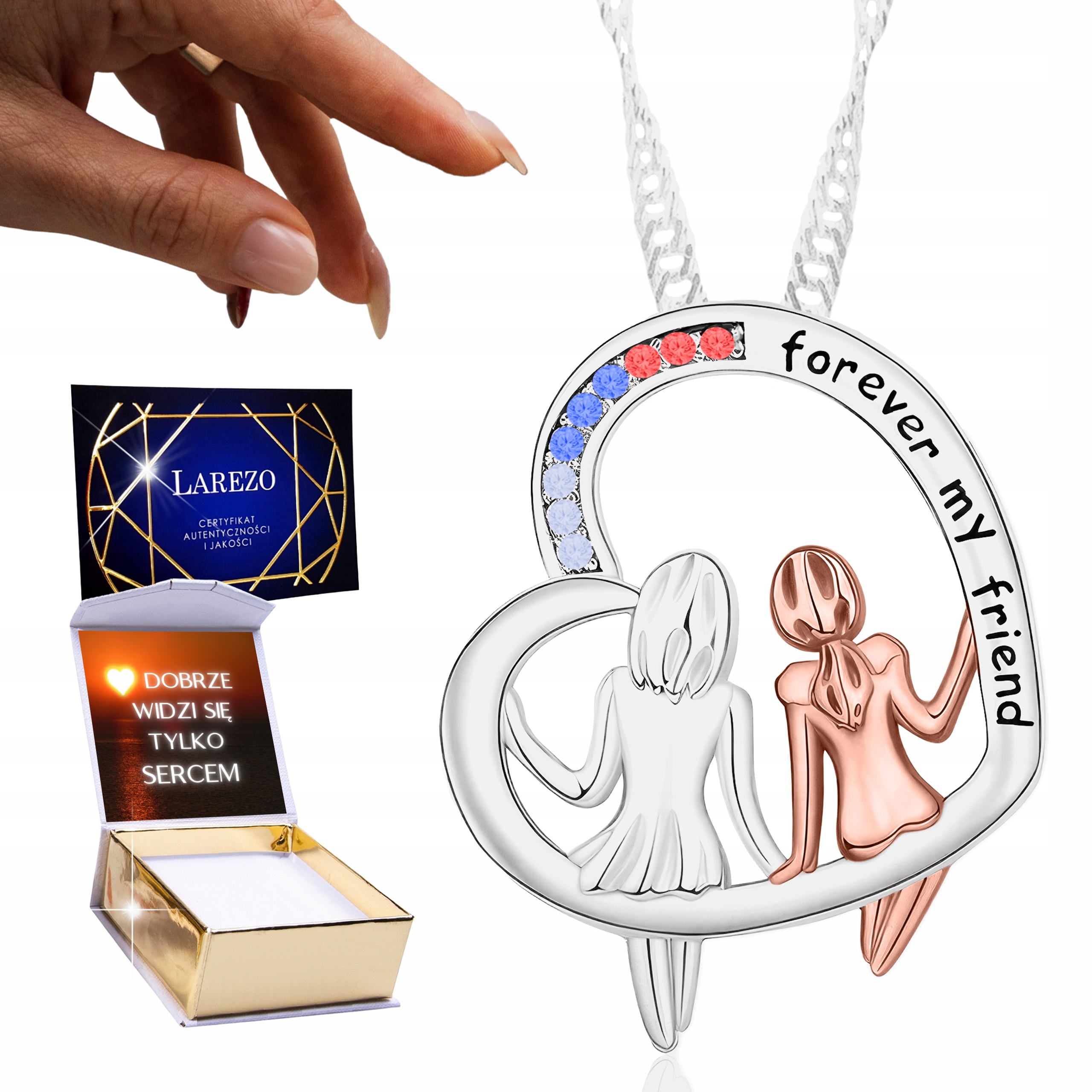 Stříbrný náhrdelník 925 Srdce pro přítele bff Best Friends Forever Print