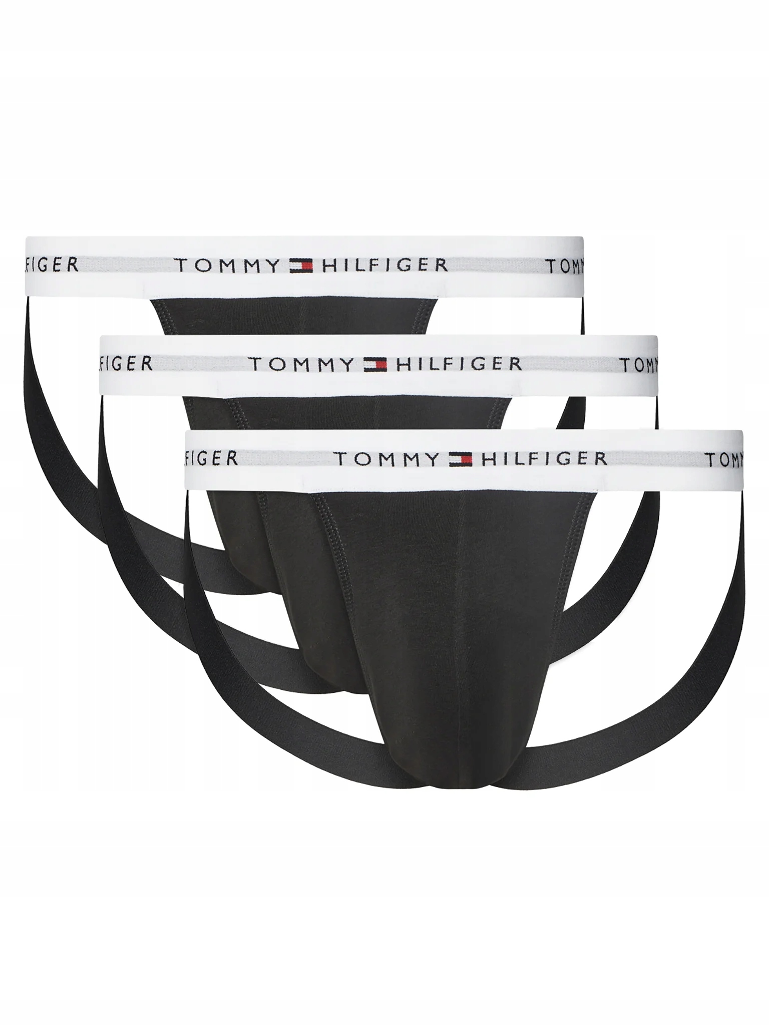 Tommy Hilfiger Signature Slipy černé 3 Pack Jock Strap 0S9 Velikost XXL