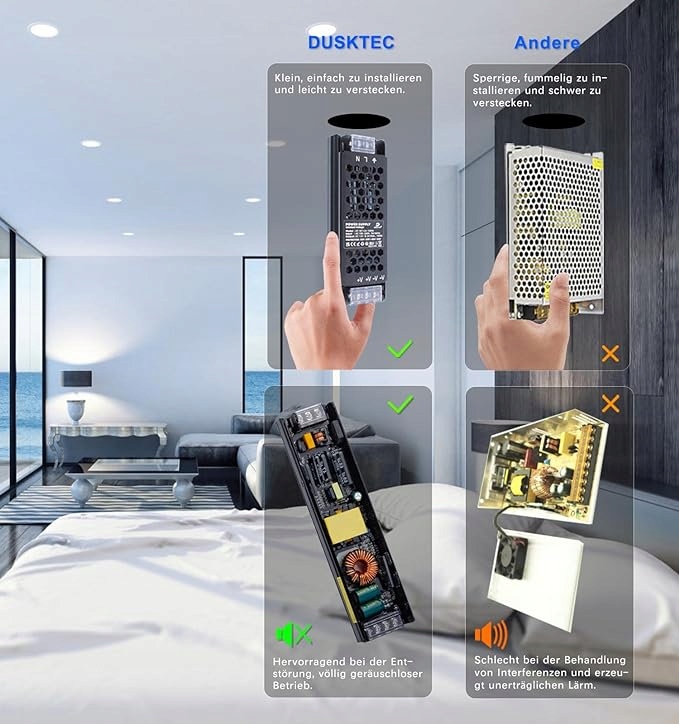 Zasilacz do LED DUSKTEC 24V 200W 8.3A SLIM Model DT-NT24V-200W