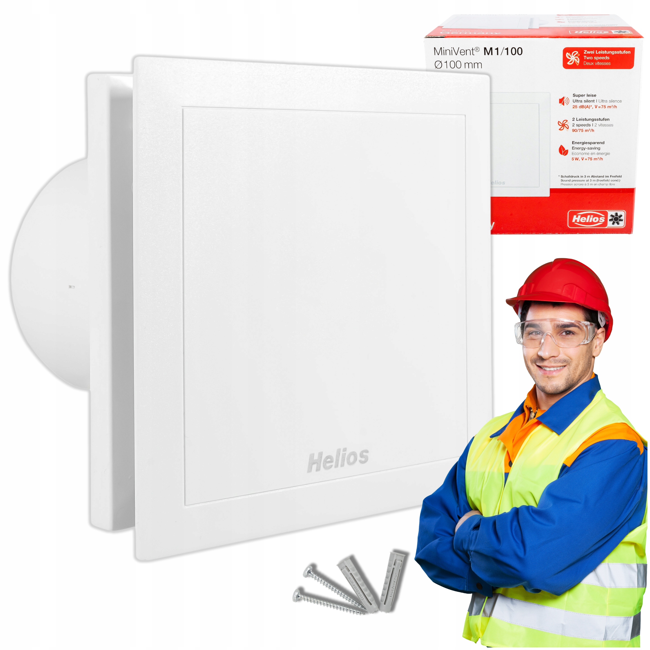 Kúpeľňový Ventilátor 100 mm Tichý, dva výkonové režimy Helios