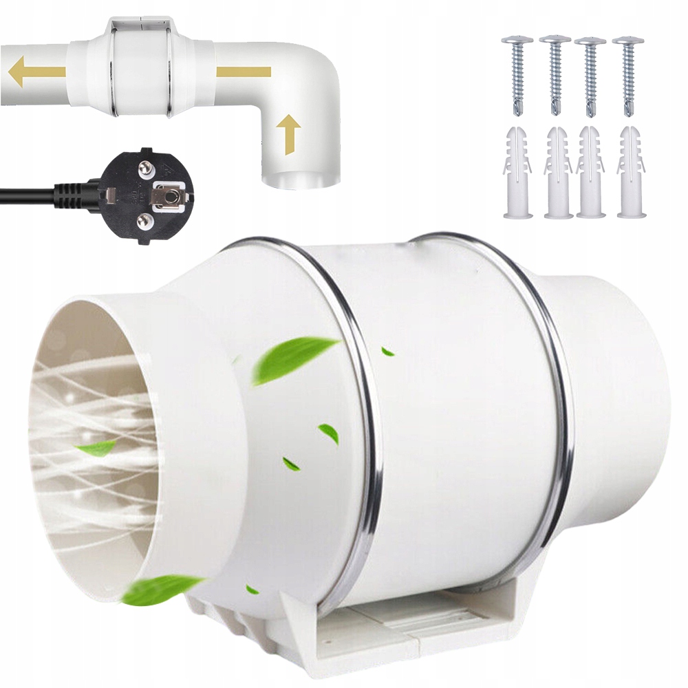 Kanálový Odtahový Ventilátor Výkonný Tichý 30dB 100mm 45w 180Pa 310m3h 220V