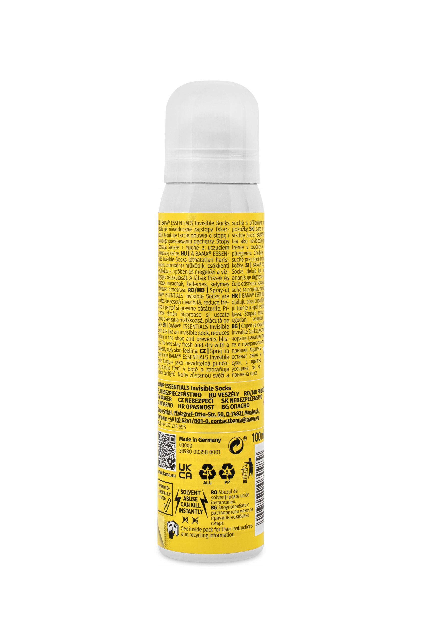 Spray do Stóp Jedwab Ochronny Niewidzialne Skarpetki Bama Essentials 100ml Stan opakowania oryginalne