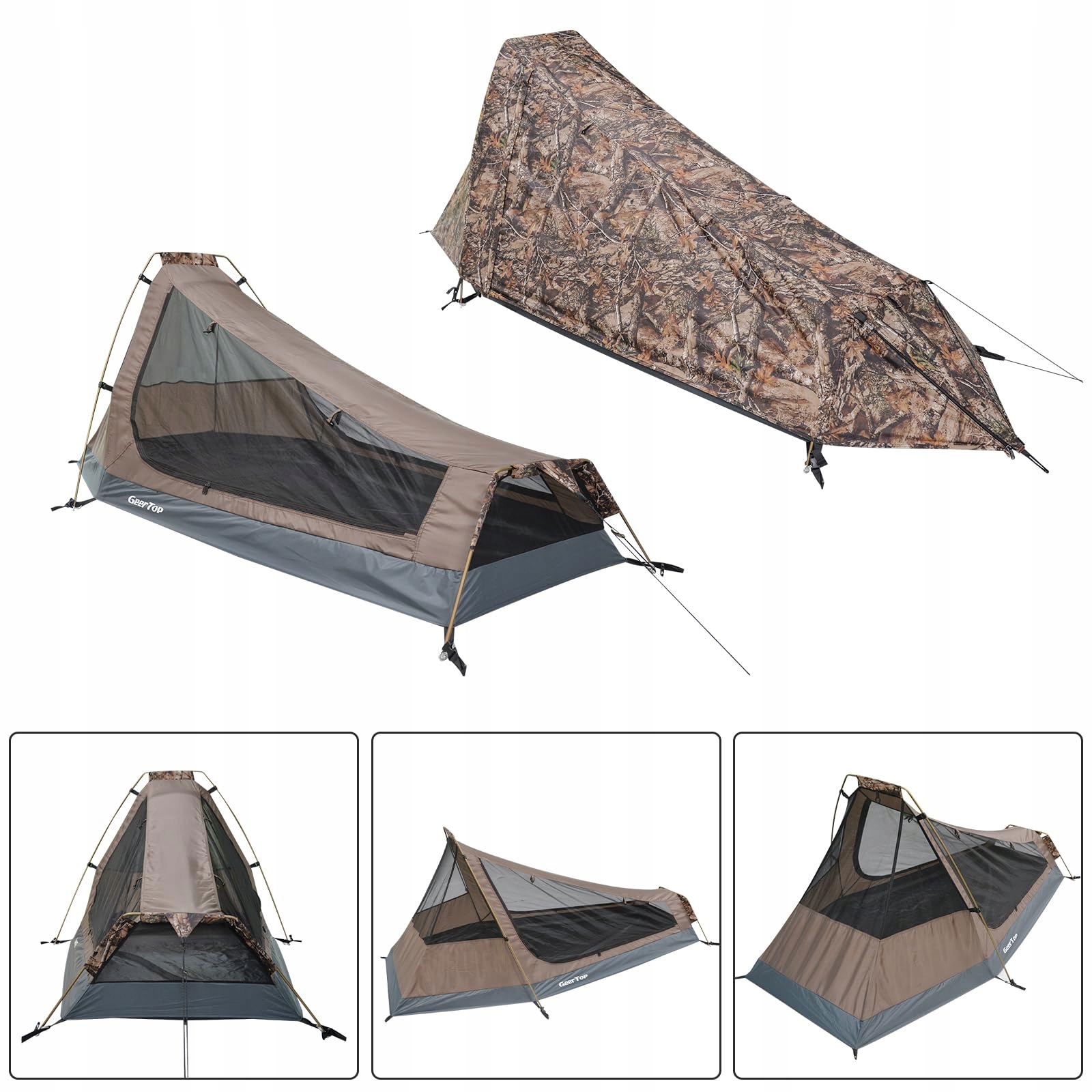 GEERTOP Lekki Namiot Jednoosobowy na 3-4 Pory Roku Camping Wędrówki — miniatura 3
